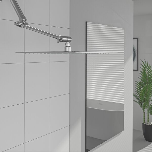 Shower System 12in Square Stainless Steel Rain Fixed Shower Head with Arm-Chrome from Lordear