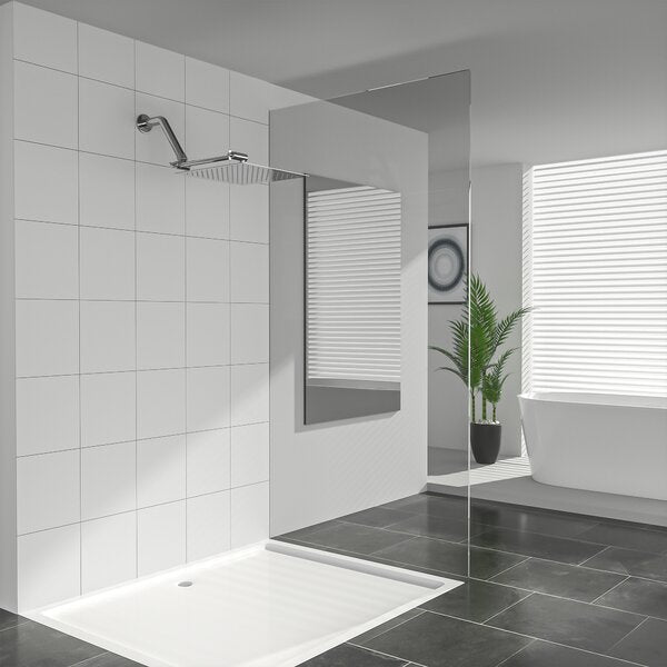 Shower System 12in Square Stainless Steel Rain Fixed Shower Head with Arm-Chrome from Lordear