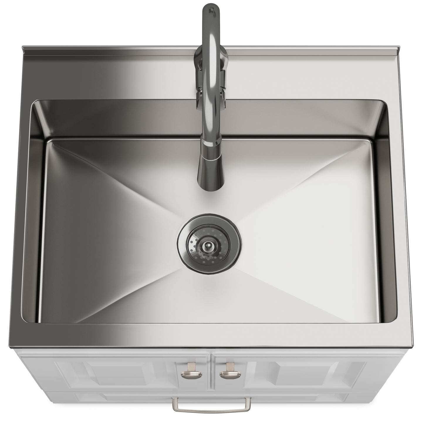 28-inch All-in-One Utility Stainless Steel Sink & Pure White Laundry Cabinet With Brushed Nickel Faucet from Lordear