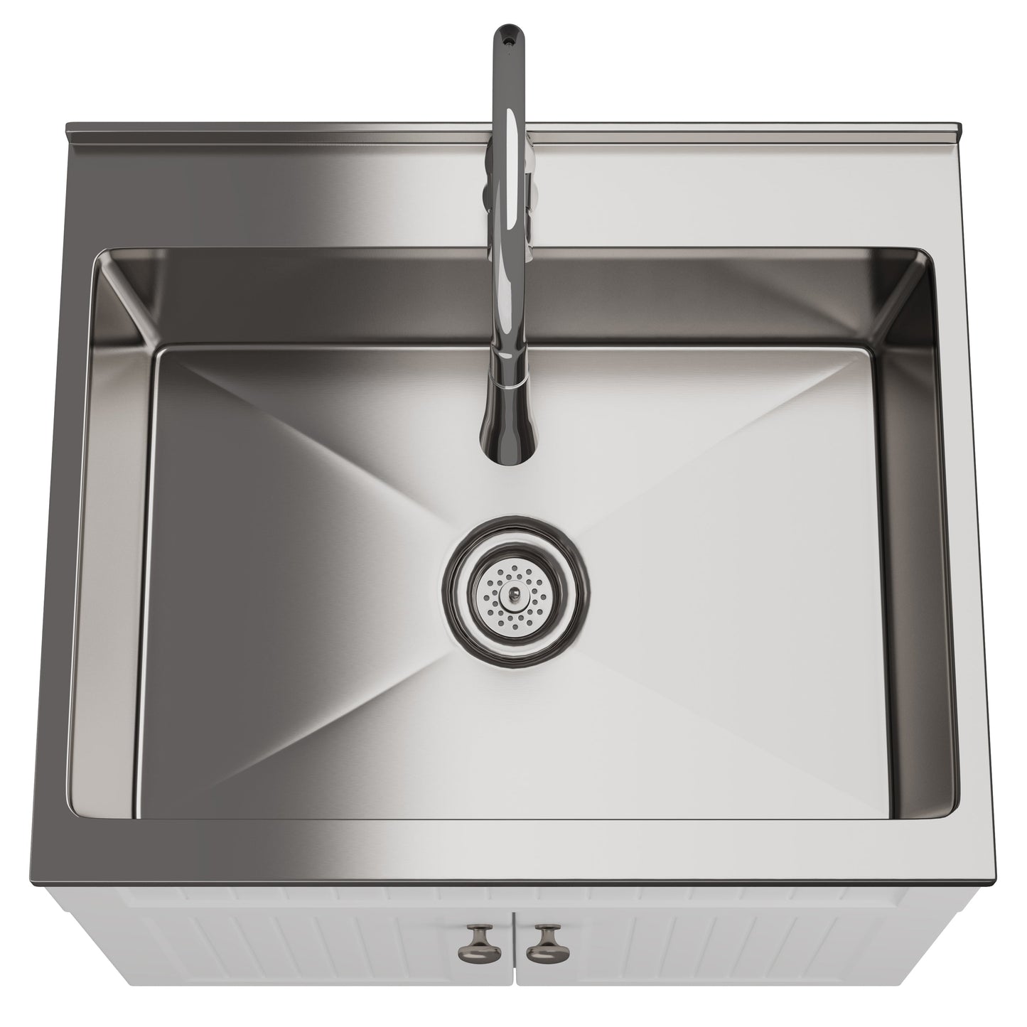 28in Stainless Steel White Laundry Cabinet with Faucet and Sink from Lordear
