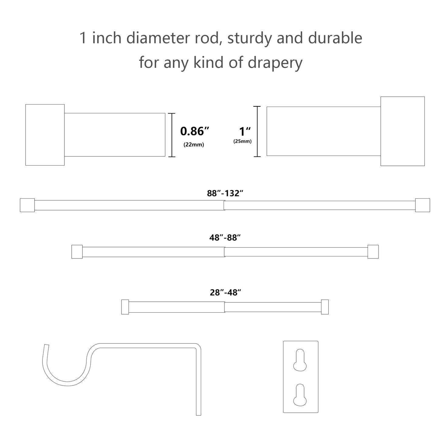 05 Adjustable Single Metal Curtain Rod Telescopic Rod With Accessories | adjustable curtain rod, auto part, Curtain Rod, cylinder, metal, Metal Curtain Rod, single curtain rod, Telescopic curtain rod, titanium | Lordear