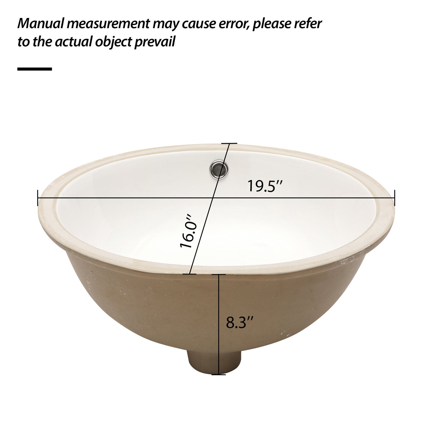 Lordear 19.5" x 16" Ceramic White Oval Undermount Bathroom Sink with Overflow from Lordear