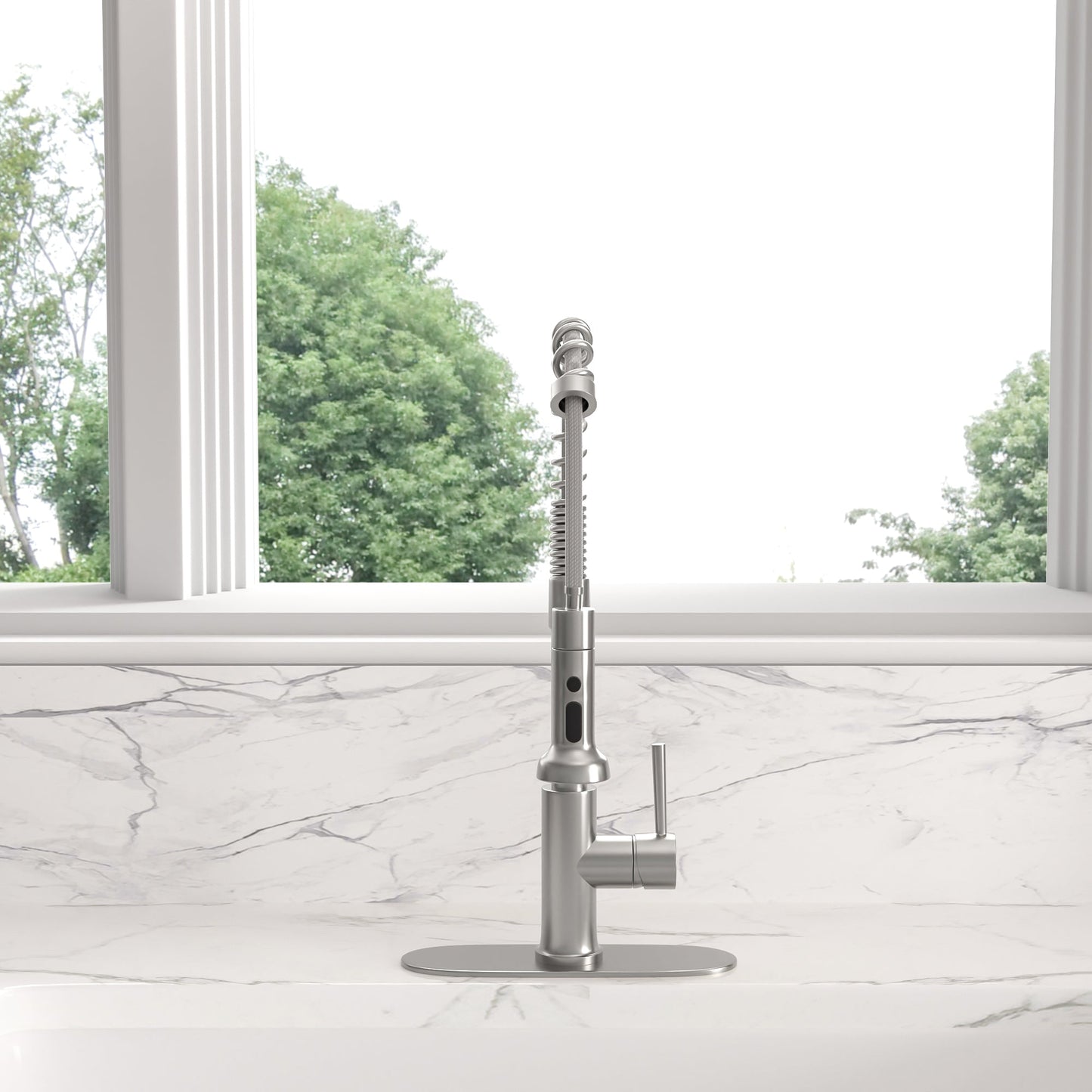Lordear Stainless Steel Brushed Nickel Single Handle Pull Down Kitchen Faucet from Lordear