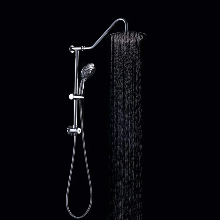 Lordear 10" Stainless steel Wall Mounted Round Rainfall Shower Head with Handheld Shower and Adjustable Slide Bar from Lordear