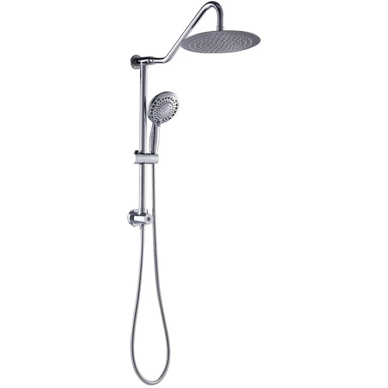 Lordear 10" Stainless steel Wall Mounted Round Rainfall Shower Head with Handheld Shower and Adjustable Slide Bar from Lordear