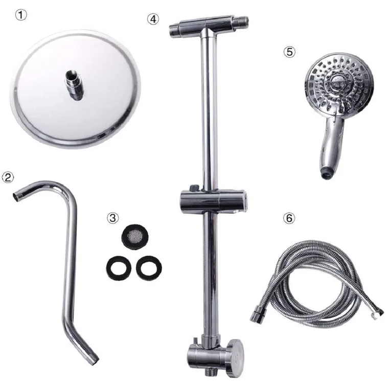 Lordear 10" Stainless steel Wall Mounted Round Rainfall Shower Head with Handheld Shower and Adjustable Slide Bar from Lordear