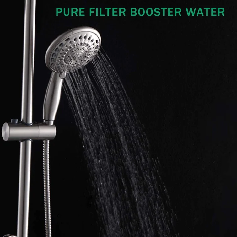 Lordear 10" Stainless steel Wall Mounted Round Rainfall Shower Head with Handheld Shower and Adjustable Slide Bar from Lordear