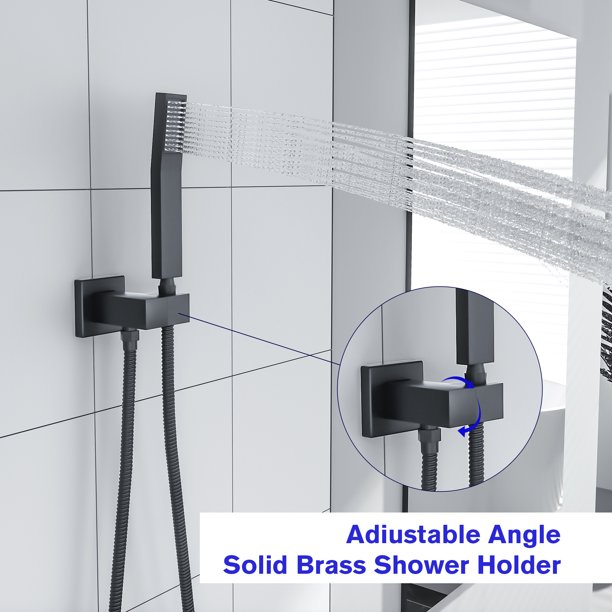 Lordear 10" Stainless Steel Wall Mounted Rainfall Shower Head with Handheld and Waterfall Faucet from Lordear