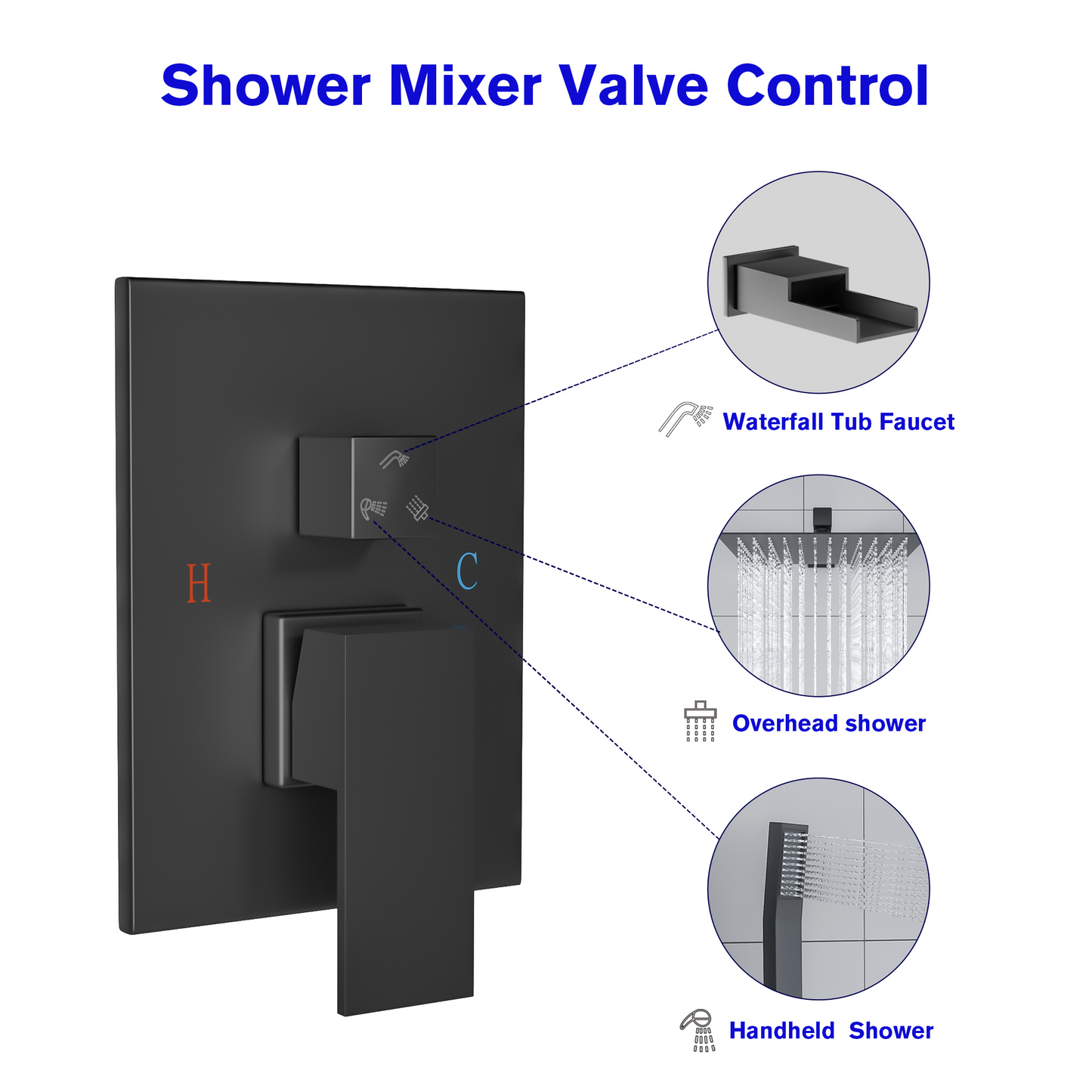 Lordear 10" Stainless Steel Wall Mounted Rainfall Shower Head with Handheld and Waterfall Faucet from Lordear