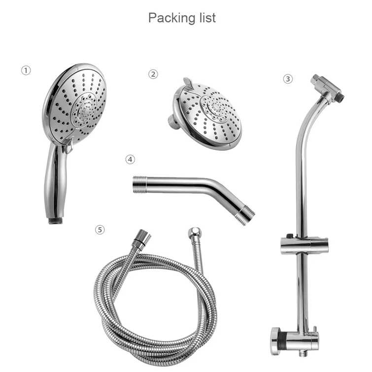 Lordear 5" Stainless Steel Wall Mounted 5-Setting Round Rainfall Shower Head from Lordear