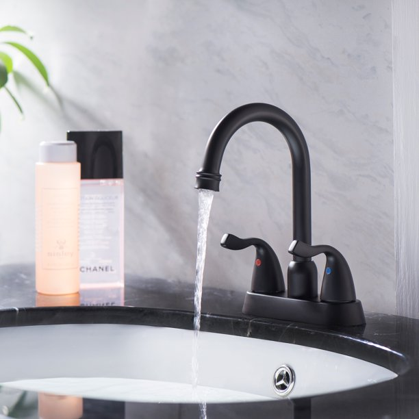 Lordear Brass Black Deck Mount Dual Handle Bathroom Faucet from Lordear