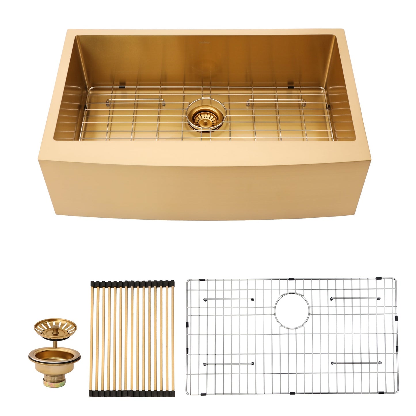 Lordear 36"×21" Stainless Steel Gold Apron Front Single Bowl Farmhouse Kitchen Sink from Lordear