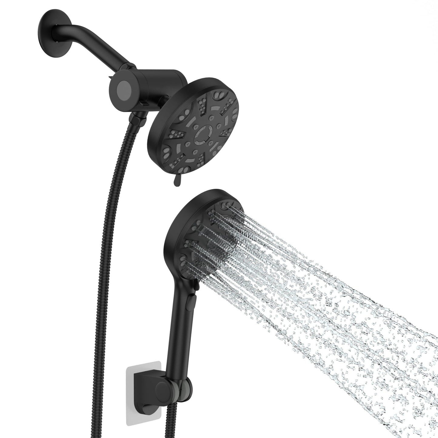 Lordear 5" Stainless Steel Wall Mounted Matte Black Modern Rainfall Shower Head Set from Lordear