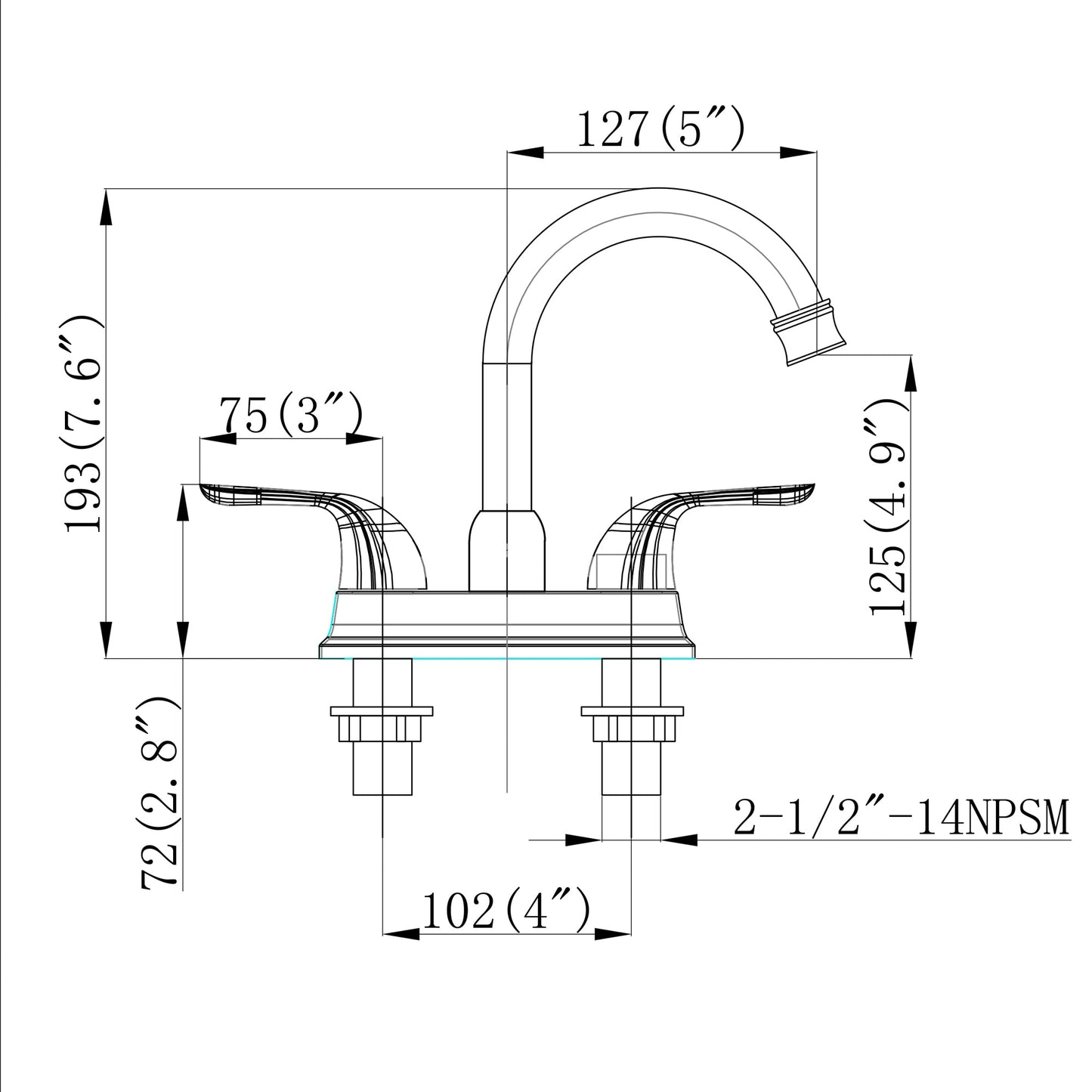 Lordear Brass Deck Mount Dual Handle Bathroom Faucet from Lordear