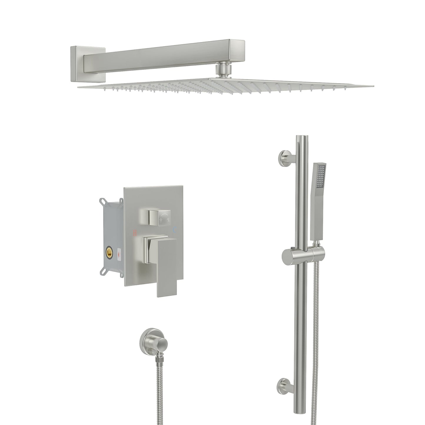 10 Inch Rainfall Square Shower System Shower Head with Handheld Shower from Lordear