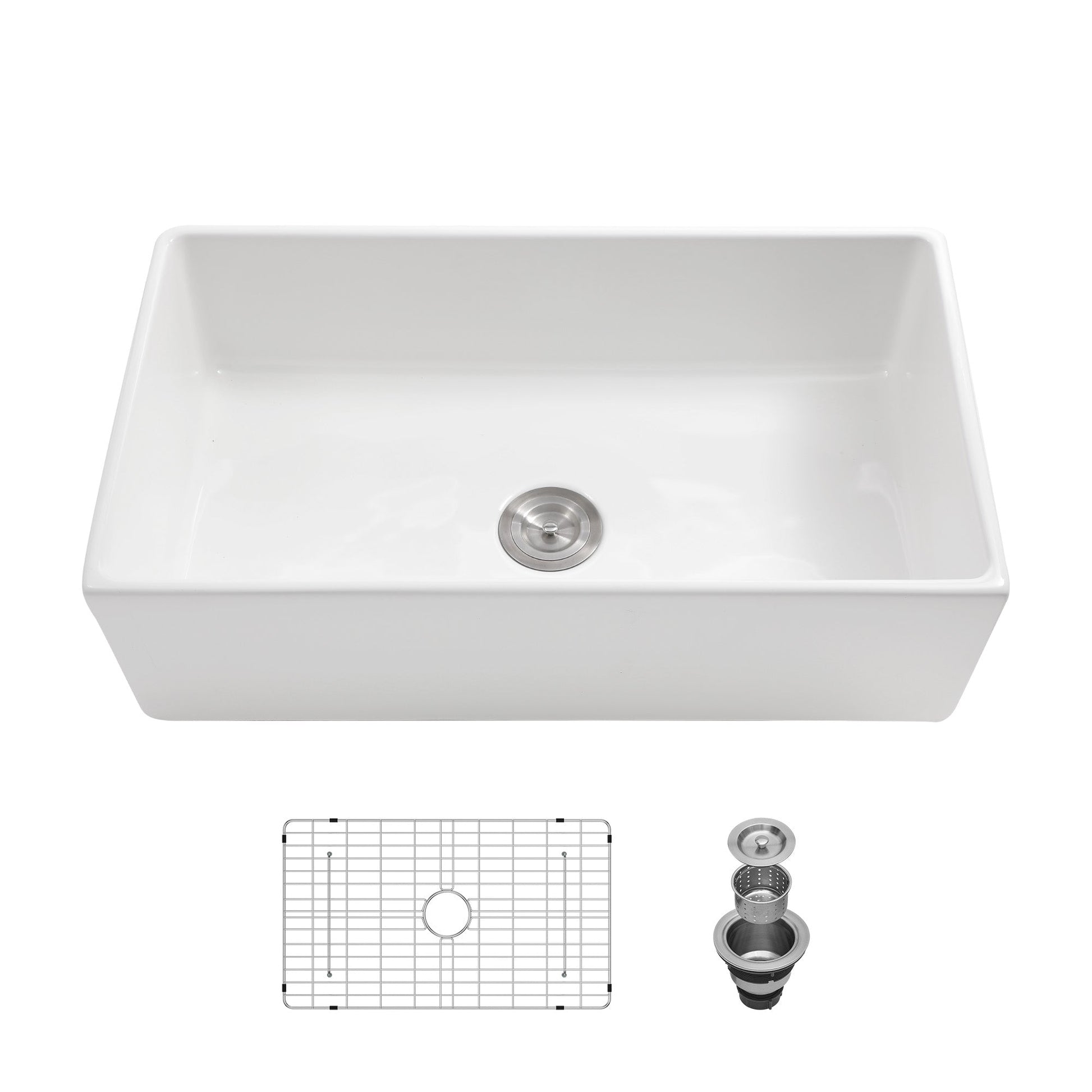 Lordear 30" x 18" White Ceramic Apron Front Farmhouse Kitchen Sink  from Lordear