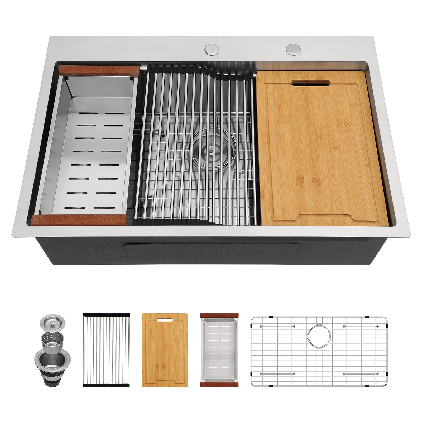 Lordear 33" x 19" Stainless Steel Drop In Single Bowl Worksation Kitchen Sink  from Lordear