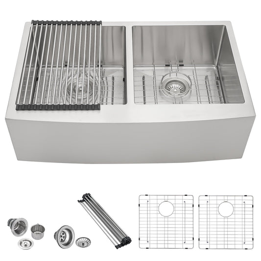 Lordear 33" Stainless Steel Double Bowl Apron Front Farmhouse Kitchen Sink  from Lordear
