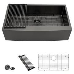 Lordear Stainless Steel Gunmetal Black Single Bowl Farmhouse Kitchen Sink  from Lordear