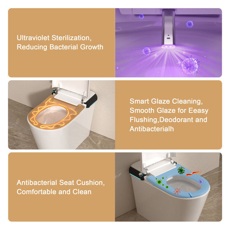 Lordear Smart Toilet with Auto Flush & Foot Sensor – Tankless Design with Heated Seat – Warm Water Cleaning & Air Dryer  from Lordear