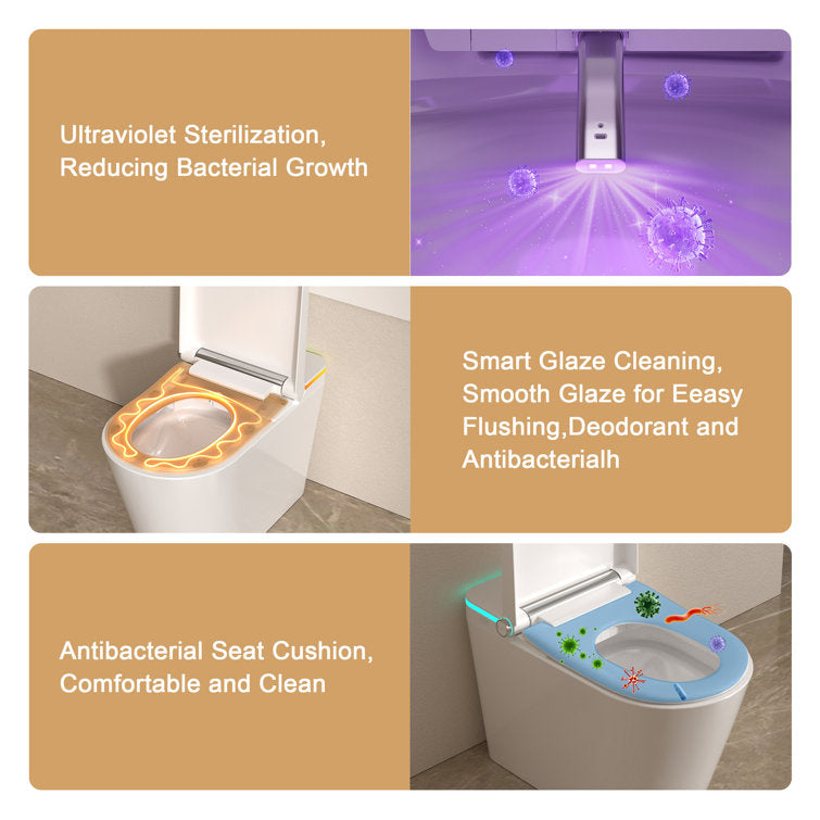 Lordear Smart Bidet Toilet – Auto Flush Heated Seat Night Light – Easy Install One-Piece  from Lordear