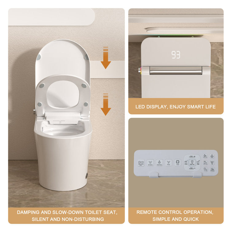 Lordear Smart Bidet Toilet – Auto Flush Heated Seat Night Light – Easy Install One-Piece  from Lordear