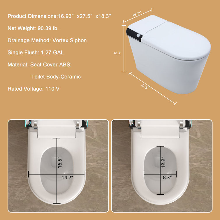 Lordear Smart Toilet with Auto Flush & Foot Sensor – Tankless Design with Heated Seat – Warm Water Cleaning & Air Dryer  from Lordear