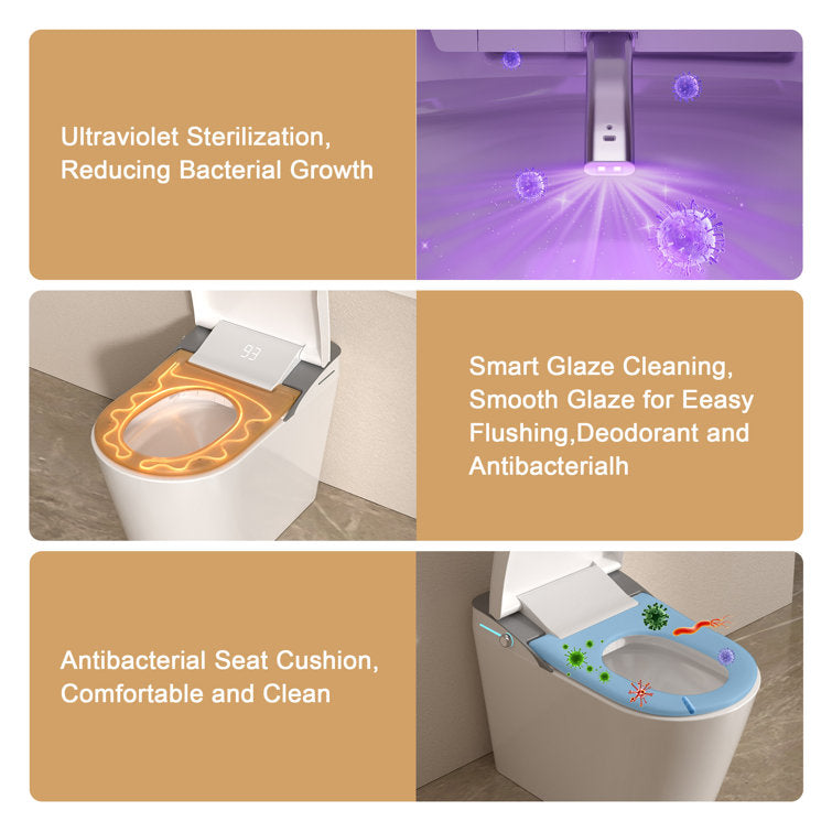 Lordear Smart Toilet with Bidet Wash Auto Sensor Flush Kick Flush Heated Seat Warm Wash  from Lordear