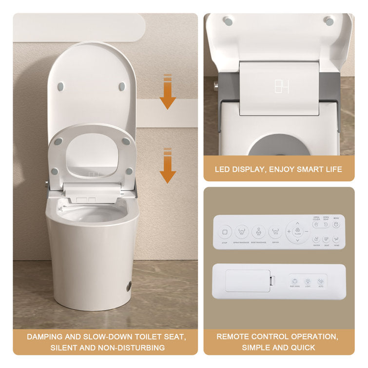 Lordear Smart Toilet with Bidet Wash Auto Sensor Flush Kick Flush Heated Seat Warm Wash  from Lordear