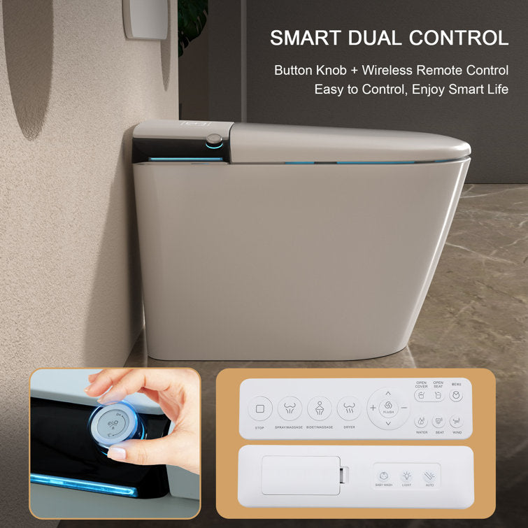 Lordear Smart Toilet with Auto Flush & Foot Sensor – Tankless Design with Heated Seat – Warm Water Cleaning & Air Dryer  from Lordear