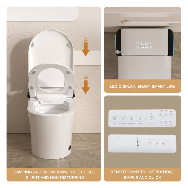 Lordear Smart Toilet with Auto Flush & Foot Sensor – Tankless Design with Heated Seat – Warm Water Cleaning & Air Dryer  from Lordear