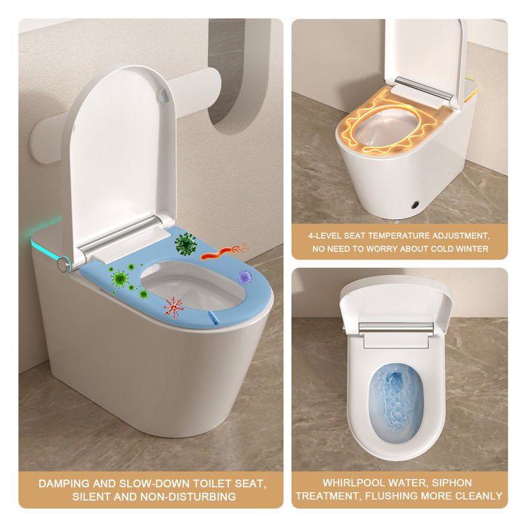 Lordear Smart Bidet Toilet – Auto Flush Heated Seat Night Light – Easy Install One-Piece  from Lordear