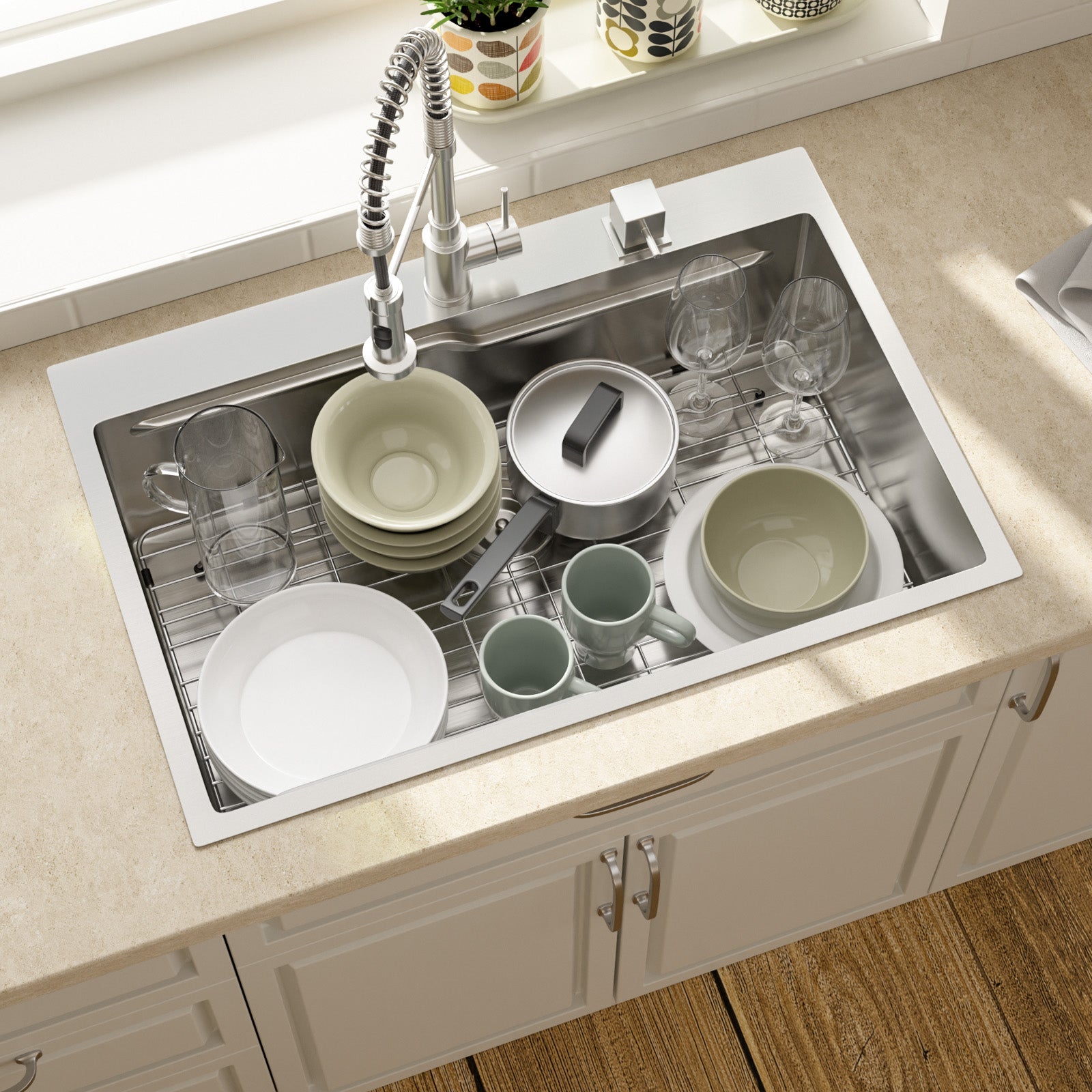 Lordear 33" x 19" Stainless Steel Drop In Single Bowl Worksation Kitchen Sink  from Lordear