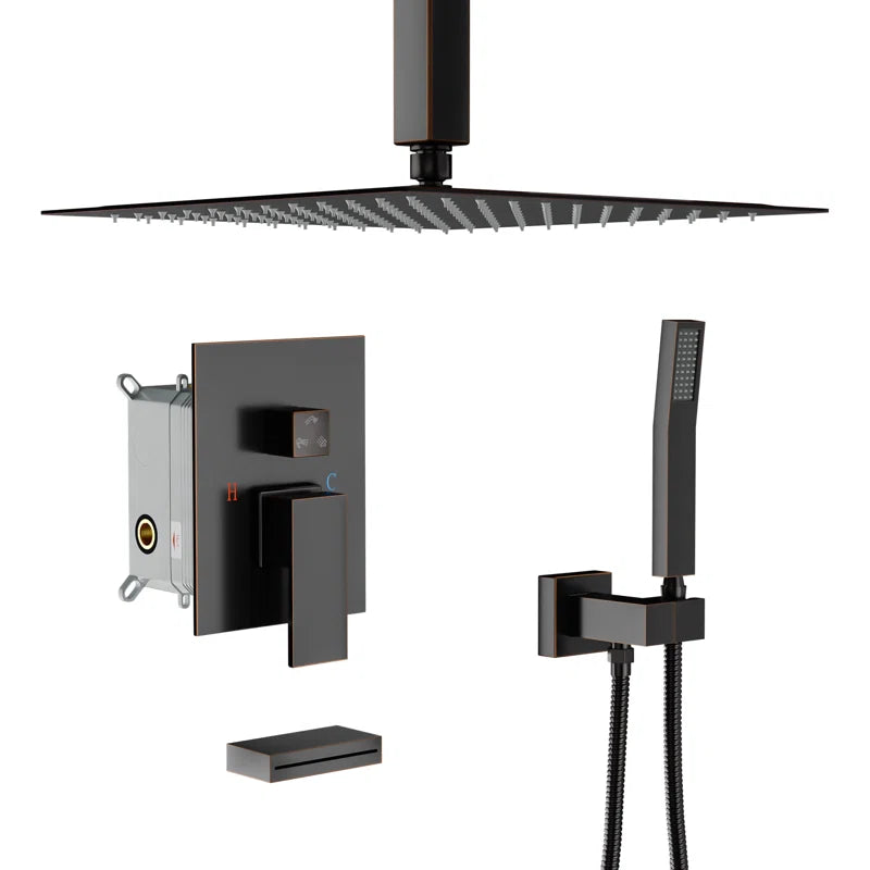 Lordear 12" ‎Stainless Steel Wall Mounted Square Rainfall Shower Head System Faucet Set  from Lordear