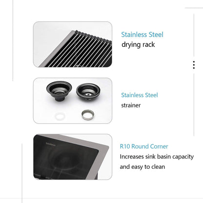 Lordear 15"x17" Stainless Steel Undermount Gunmetal Black Single Bowl Bar Sink  from Lordear