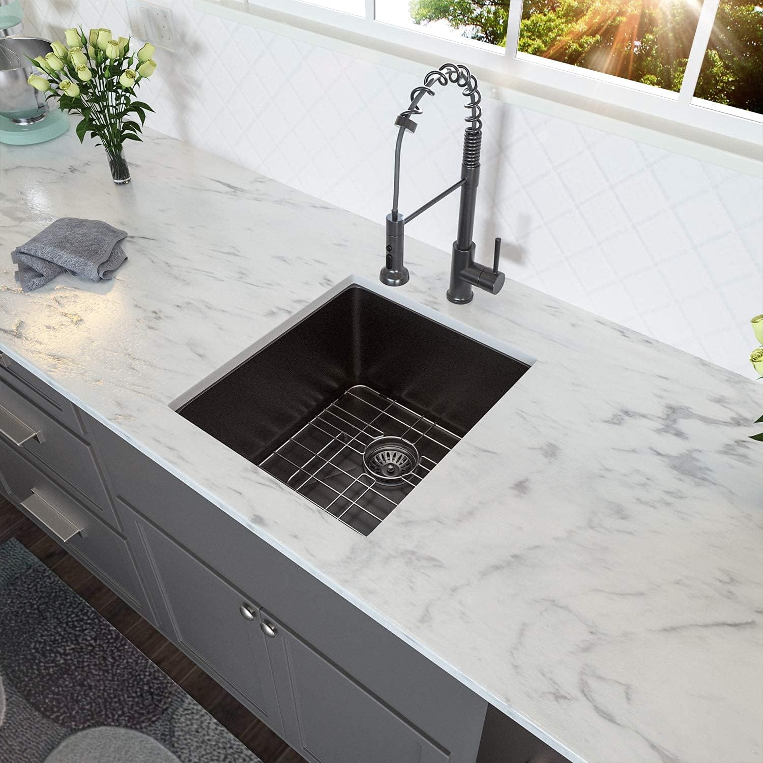 Lordear 15"x17" Stainless Steel Undermount Gunmetal Black Single Bowl Bar Sink  from Lordear