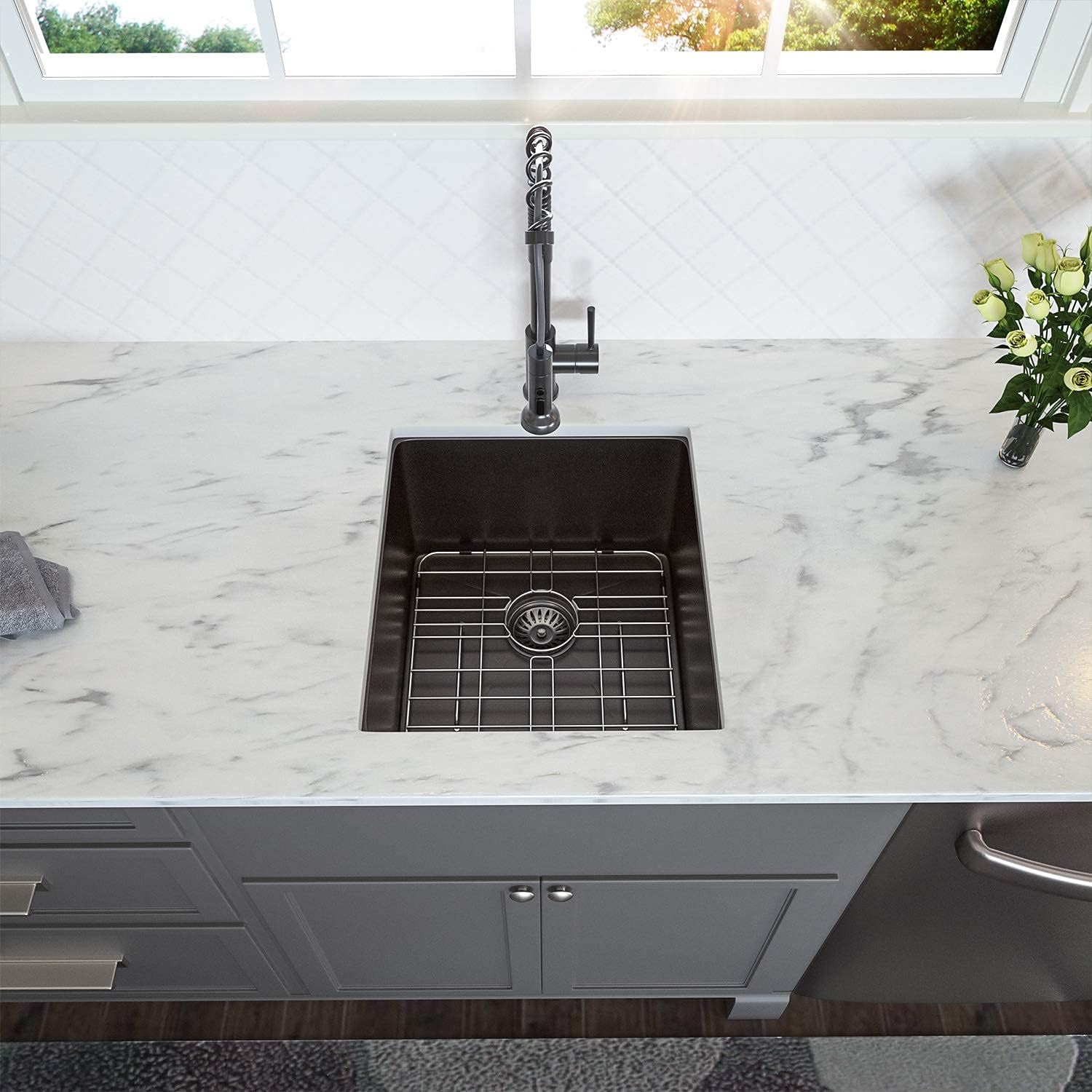 Lordear 15"x17" Stainless Steel Undermount Gunmetal Black Single Bowl Bar Sink  from Lordear
