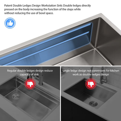 Lordear 33" Stainless Steel Undermount Single Bowl Workstation Kitchen Sink  from Lordear