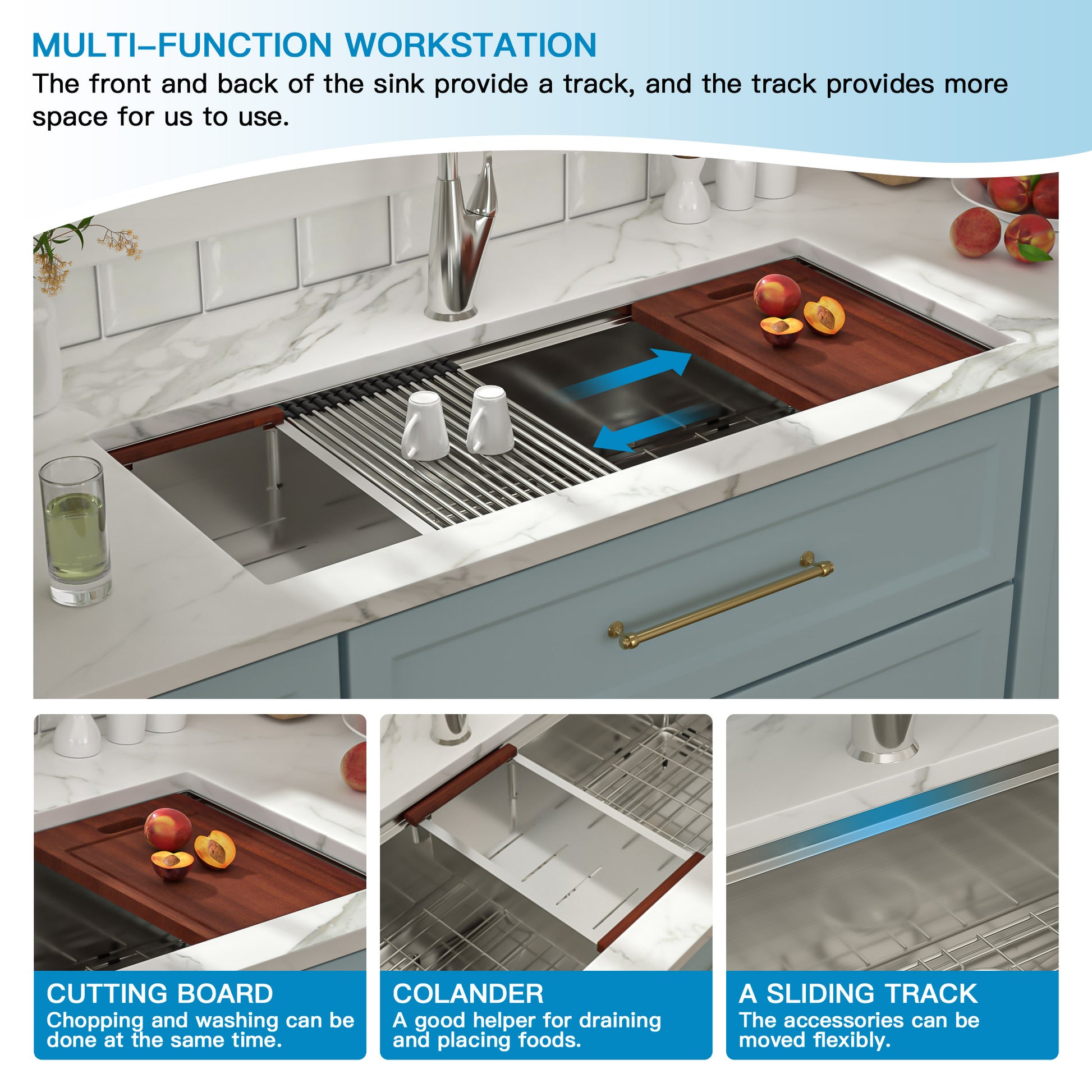 Lordear 45" Stainless Steel Undermount Single Bowl Workstation Kitchen Sink  from Lordear