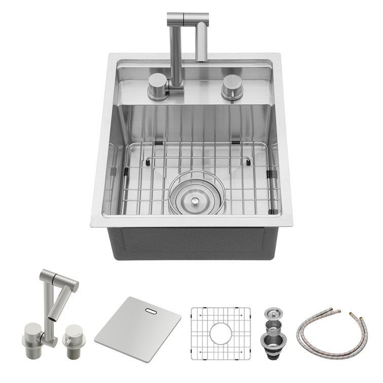 Lordear 15" x 17" Stainless Steel Undermount Single Bowl Workstation Kitchen Sink  from Lordear