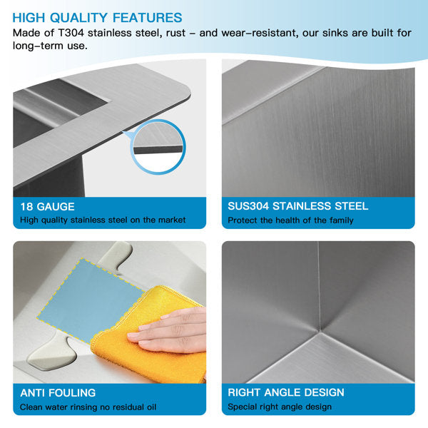 Lordear 15" x 15" Stainless Steel Topmount Workstation Bar Sink  from Lordear