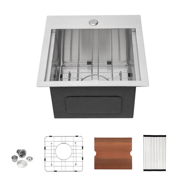 Lordear 15" x 15" Stainless Steel Topmount Workstation Bar Sink  from Lordear