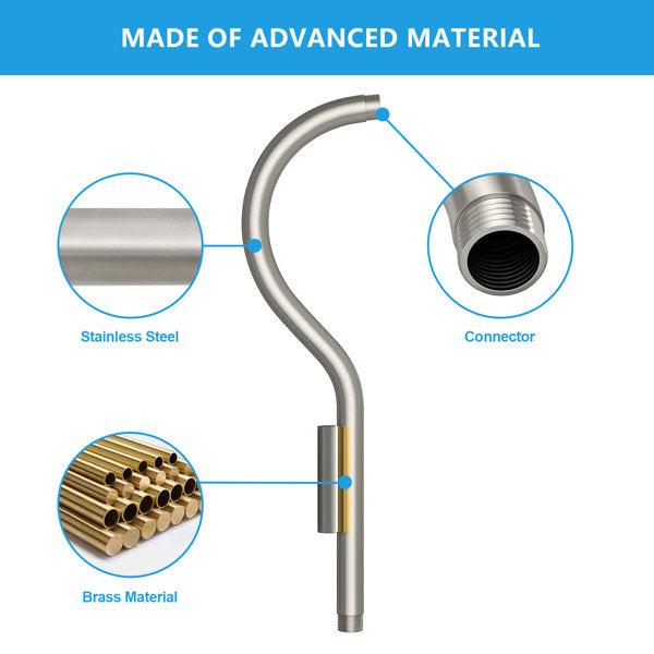 Lordear 17" Brass S-Shape Rainfall Shower Head Extender Arm  from Lordear