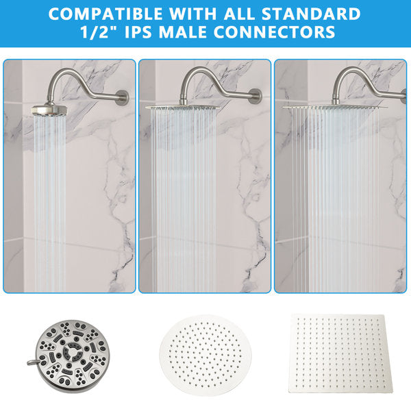 Lordear 17" Brass S-Shape Rainfall Shower Head Extender Arm  from Lordear