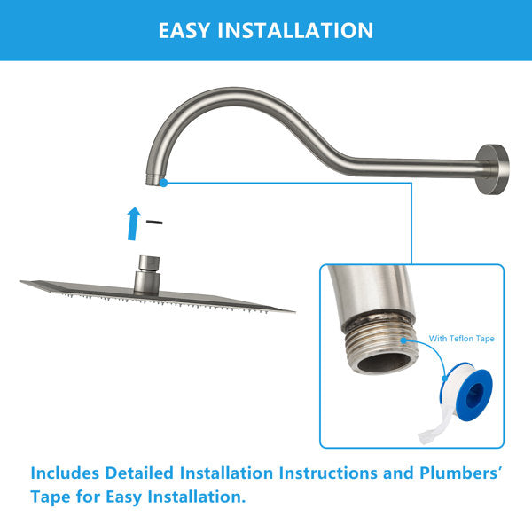 Lordear 17" Brass S-Shape Rainfall Shower Head Extender Arm  from Lordear