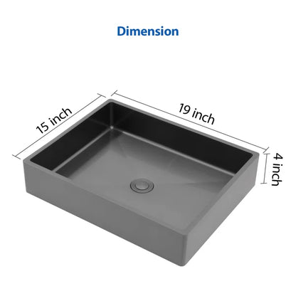 Lordear 19" × 15" Stainless Steel Rectangular Vessel Bathroom Sink with Pop-Up Drain  from Lordear