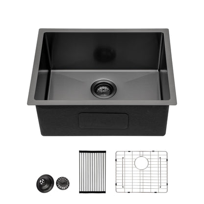 Lordear 23" x 18" Stainless Steel Undermount Gunmetal Black Single Bowl Bar Sink  from Lordear