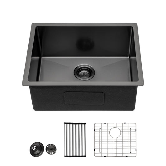 Lordear 23" x 18" Stainless Steel Undermount Gunmetal Black Single Bowl Bar Sink  from Lordear