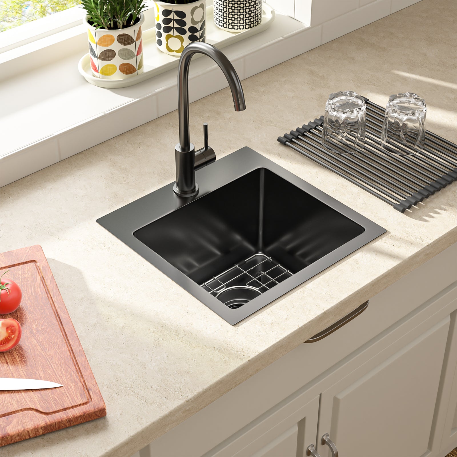 Lordear 15" x 15" Stainless Steel Drop In Single Bowl Prep RV Bar Sink  from Lordear