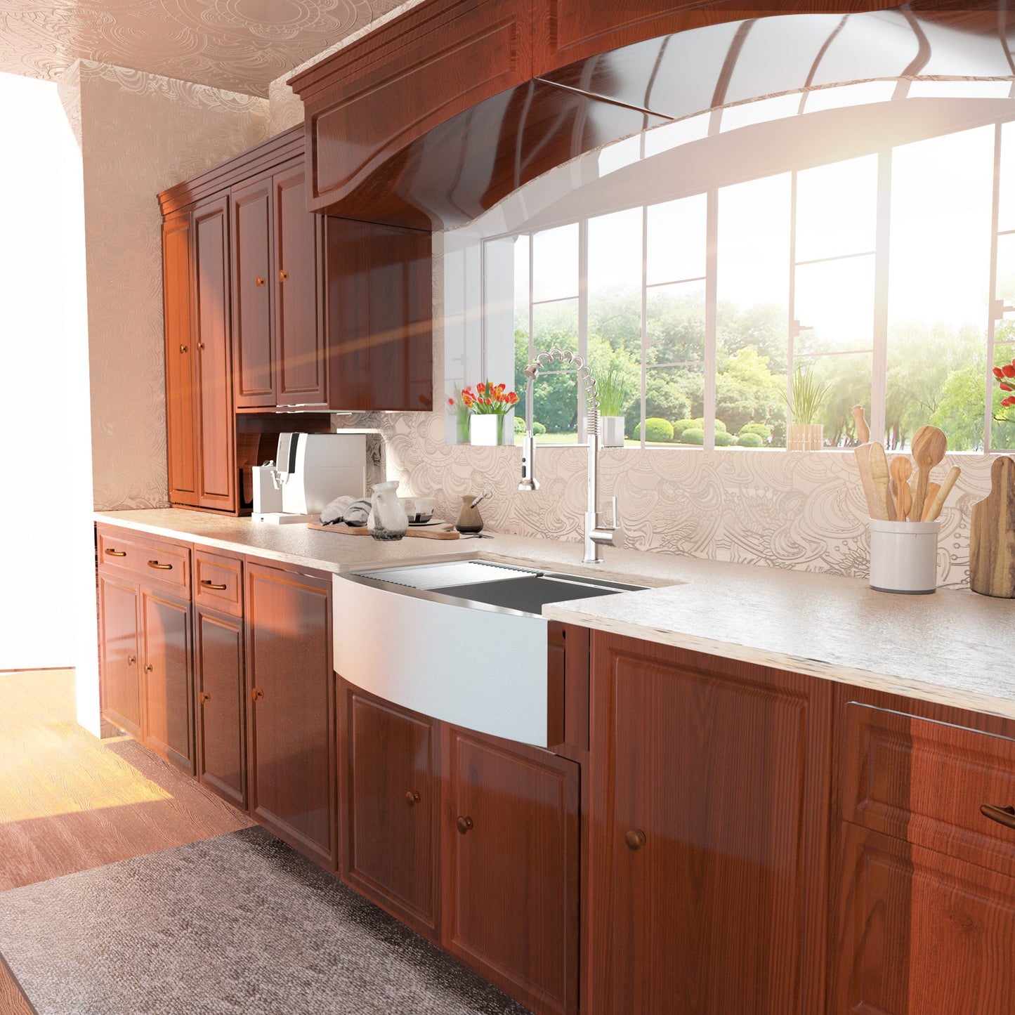 Lordear 33" Stainless Steel Single Bowl Apron Front Workstation Farmhouse Kitchen Sink  from Lordear